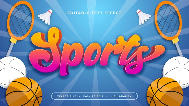 Vector estilo de fuente de efecto de texto editable en 3d para deportes coloridos