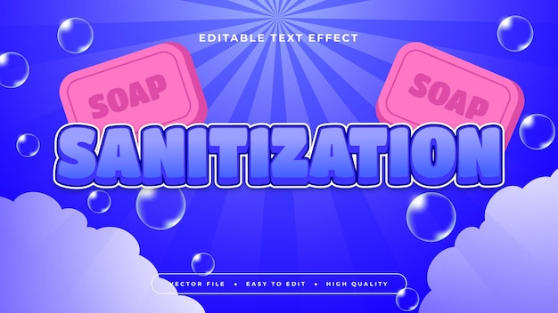 Estilo de fuente de efecto de texto editable en 3D con desinfección azul púrpura y rosa