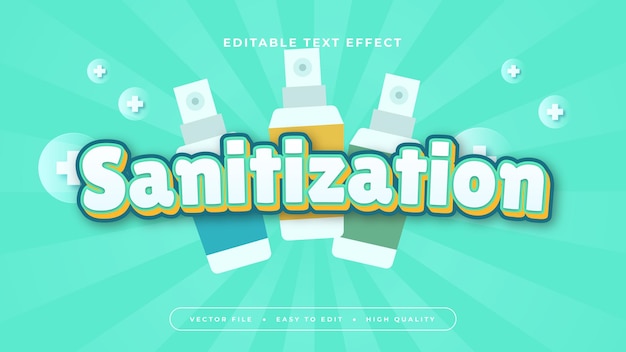 Estilo de fuente de efecto de texto editable en 3D de desinfección verde y blanca