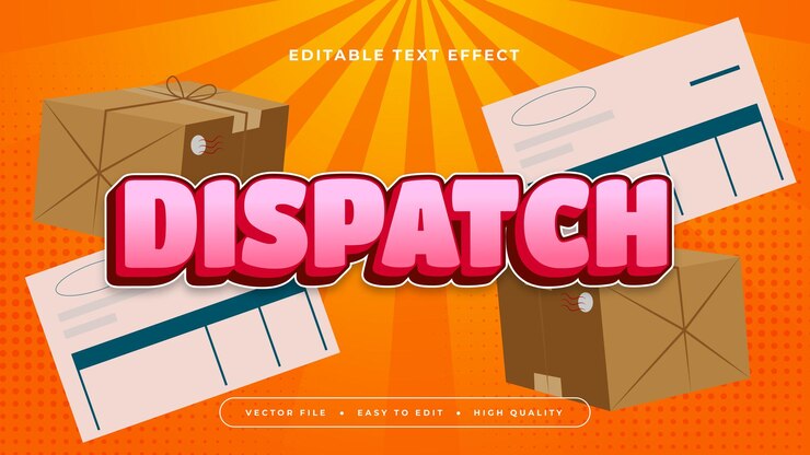 Vector estilo de fuente de efecto de texto editable en 3d de despacho rosa naranja y marrón