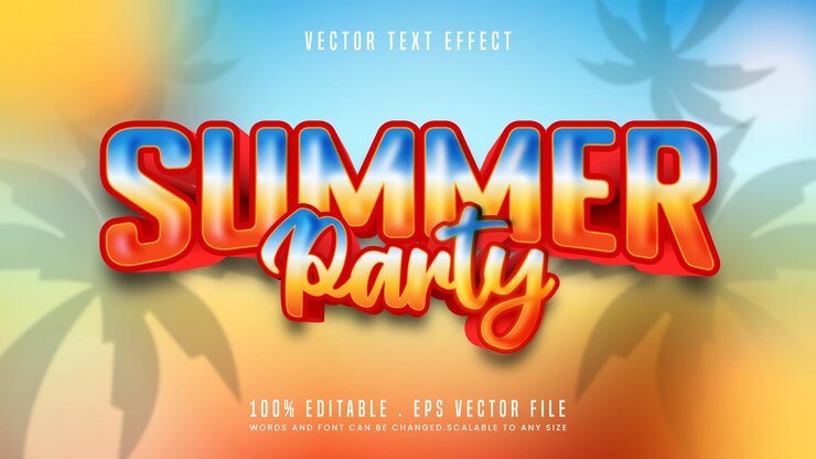 Vector estilo de fuente de efecto de texto editable 3d de día de fiesta de verano