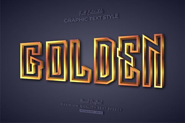 Estilo de fuente de efecto de texto editable 3D dorado