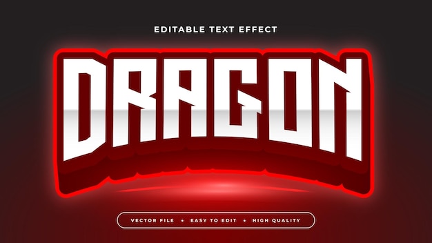 Estilo de fuente de efecto de texto editable en 3D de dragón rojo y blanco