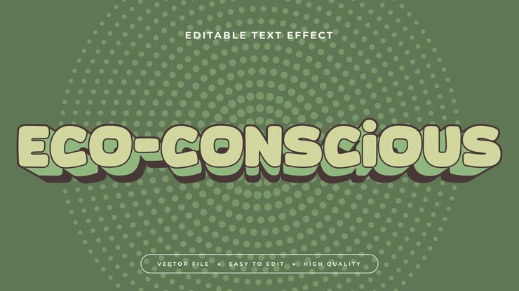 Vector estilo de fuente de efecto de texto editable 3d ecológico verde
