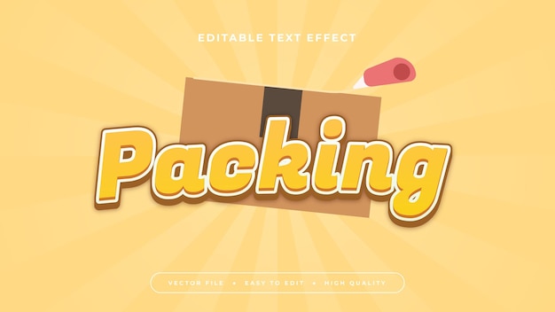 Estilo de fuente de efecto de texto editable en 3D de embalaje amarillo marrón y rojo