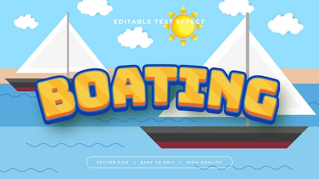 Estilo de fuente de efecto de texto editable en 3D para embarcaciones azules, blancas y amarillas
