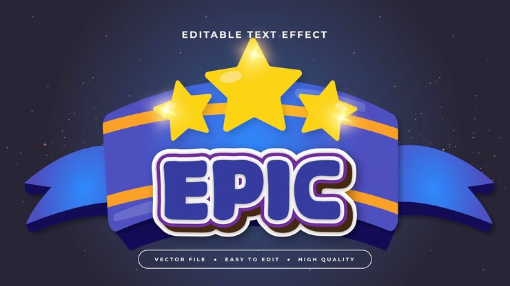 Vector estilo de fuente de efecto de texto editable 3d épico azul y blanco
