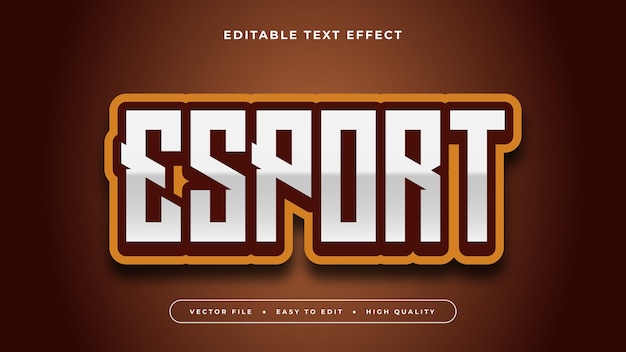 Estilo de fuente de efecto de texto editable en 3D de esport marrón blanco y naranja
