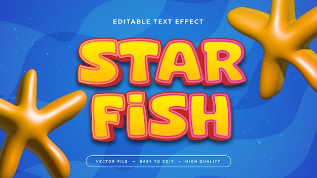 Estilo de fuente de efecto de texto editable en 3D de estrella de mar azul naranja y rosa