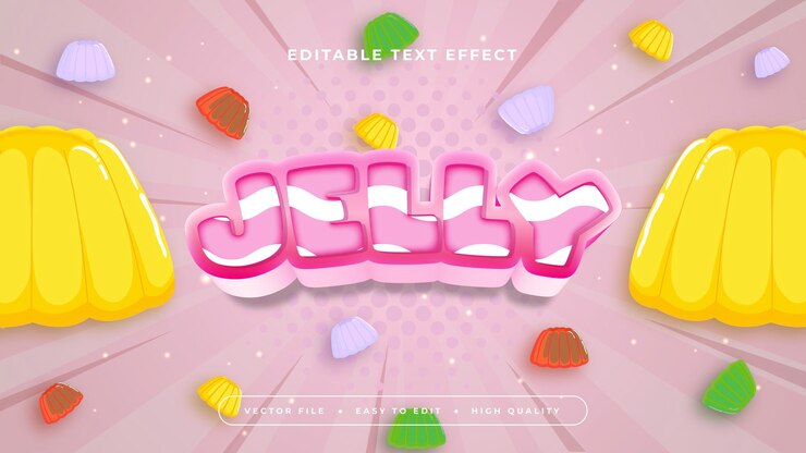 Vector estilo de fuente de efecto de texto editable en 3d de gelatina colorida
