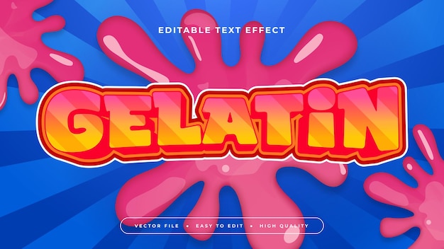 Estilo de fuente de efecto de texto editable en 3D de gelatina rosa naranja y azul