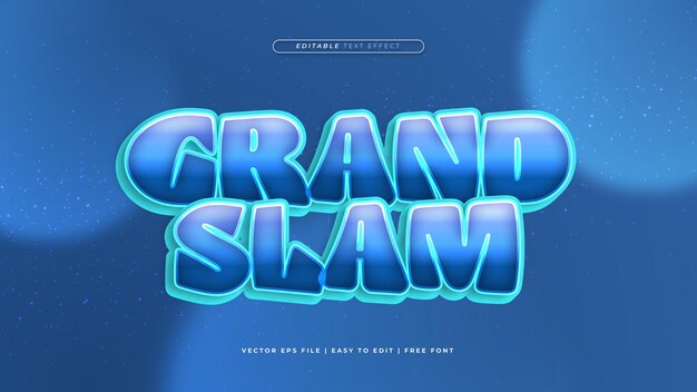 Estilo de fuente de efecto de texto editable en 3D de Grand Slam azul y blanco