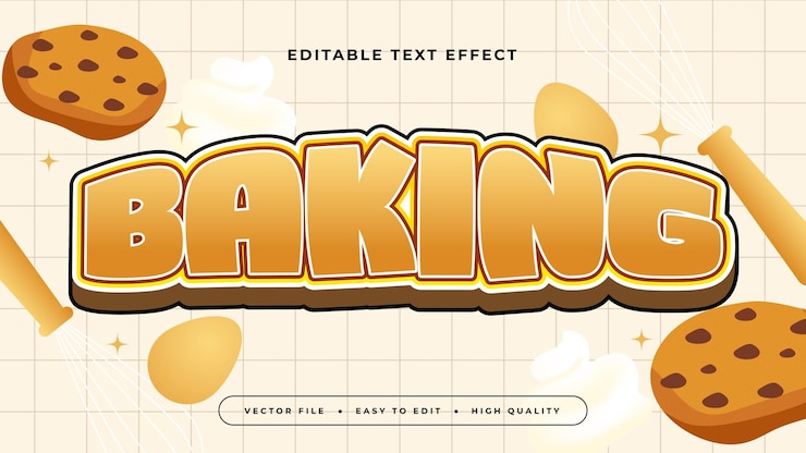 Vector estilo de fuente de efecto de texto editable en 3d para hornear marrón beige y blanco