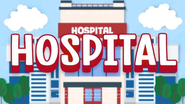 Estilo de fuente de efecto de texto editable 3D de hospital colorido