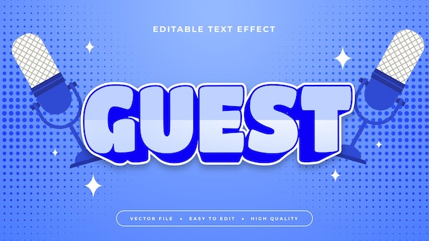 Estilo de fuente de efecto de texto editable en 3D para invitados azules y blancos