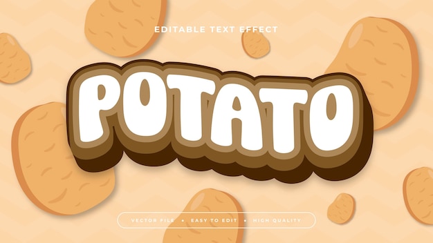 Estilo de fuente de efecto de texto editable en 3D marrón beige y patata blanca