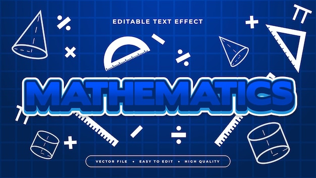 Estilo de fuente de efecto de texto editable en 3D de matemáticas azules y blancas