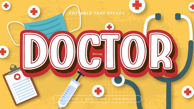 Estilo de fuente de efecto de texto editable en 3D para médicos coloridos
