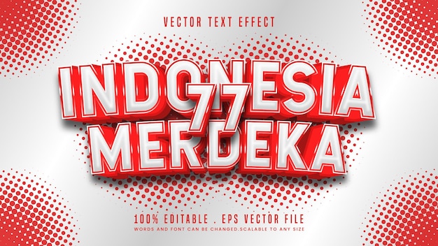 Estilo de fuente de efecto de texto editable 3d Merdeka de Indonesia