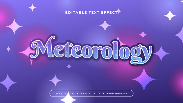 Vector estilo de fuente de efecto de texto editable en 3d de meteorología azul blanco y púrpura violeta