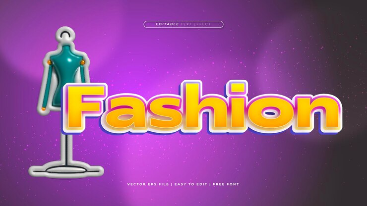 Vector estilo de fuente de efecto de texto editable en 3d de moda azul naranja y púrpura violeta
