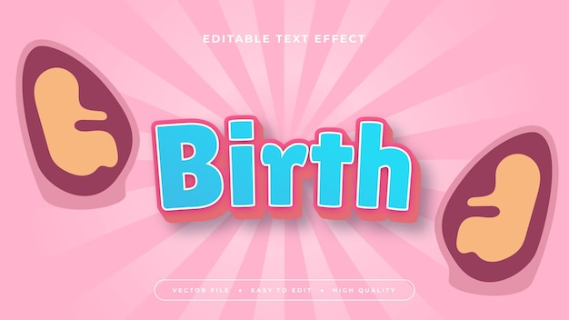 Estilo de fuente de efecto de texto editable en 3D de nacimiento azul y naranja y rosa