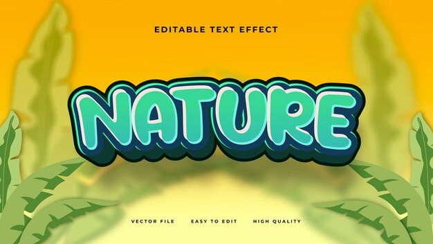 Estilo de fuente de efecto de texto editable en 3D de naturaleza verde naranja y amarillo
