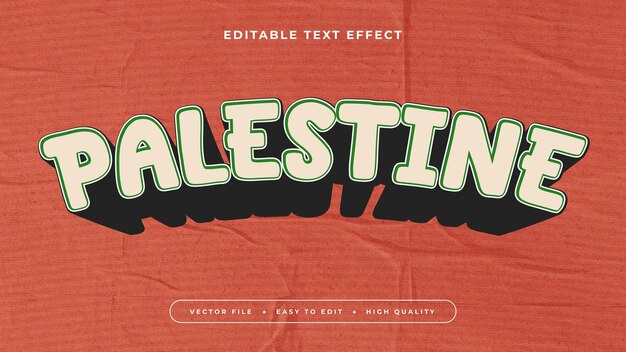 Estilo de fuente de efecto de texto editable en 3D de Palestina colorida y colorida