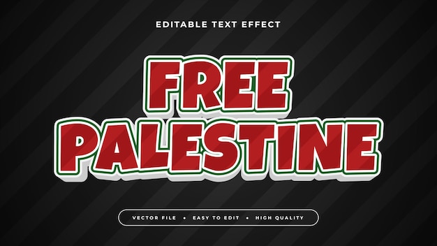 Estilo de fuente de efecto de texto editable en 3D de Palestina libre y colorida