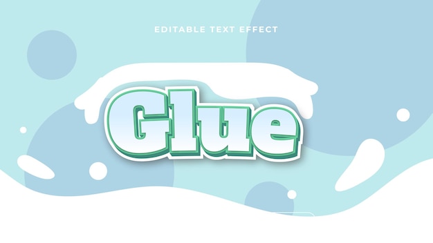 Estilo de fuente de efecto de texto editable en 3D con pegamento azul y blanco