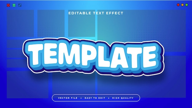 Estilo de fuente de efecto de texto editable en 3D de plantilla azul y blanca