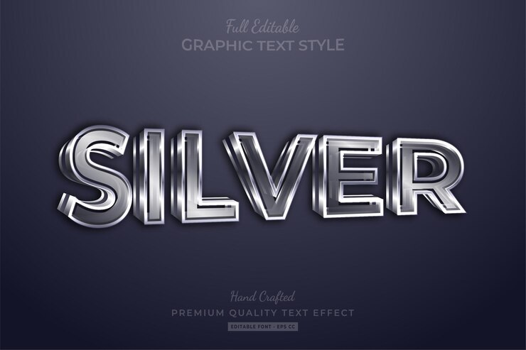 Vector estilo de fuente de efecto de texto editable 3d plateado