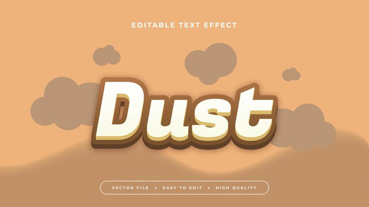 Vector estilo de fuente de efecto de texto editable en 3d de polvo marrón y blanco