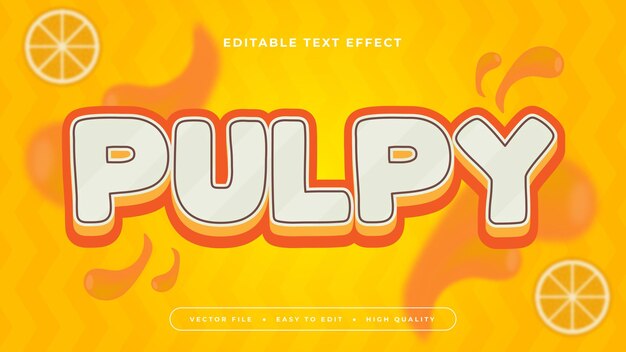 Estilo de fuente de efecto de texto editable en 3D en pulpo naranja blanco y amarillo