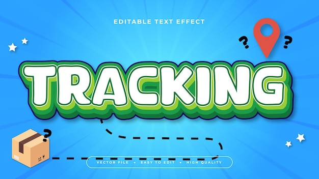 Estilo de fuente de efecto de texto editable 3D de seguimiento azul y blanco