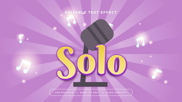 Estilo de fuente de efecto de texto editable en 3D solo púrpura amarillo y blanco