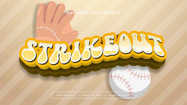 Estilo de fuente de efecto de texto editable en 3D con tache amarillo y blanco
