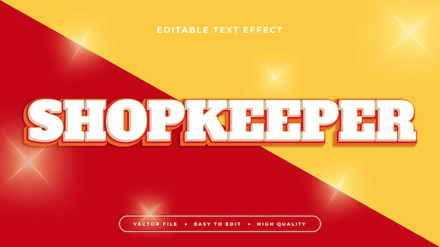 El estilo de fuente de efecto de texto editable en 3D del tendero amarillo y blanco