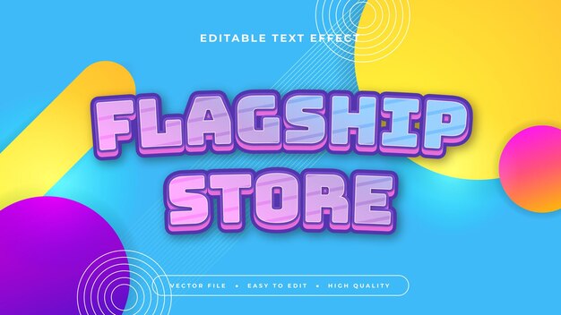 Estilo de fuente de efecto de texto editable en 3D de la tienda insignia colorida