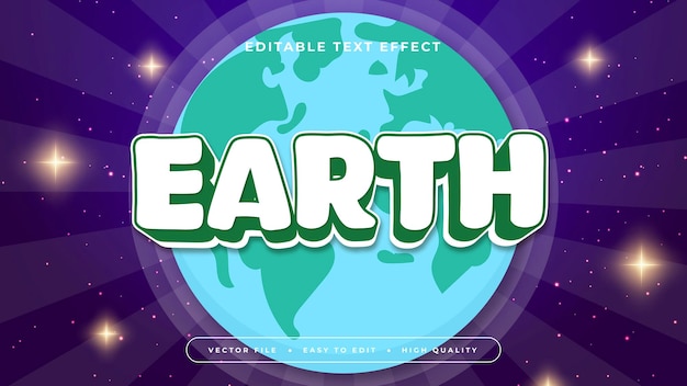 Estilo de fuente de efecto de texto editable en 3D de tierra azul verde y púrpura violeta