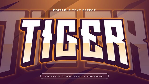Estilo de fuente de efecto de texto editable en 3D de tigre marrón blanco y negro