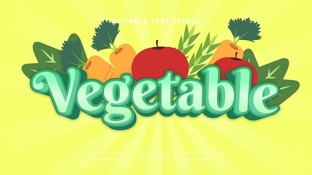 Estilo de fuente de efecto de texto editable en 3D de verduras coloridas