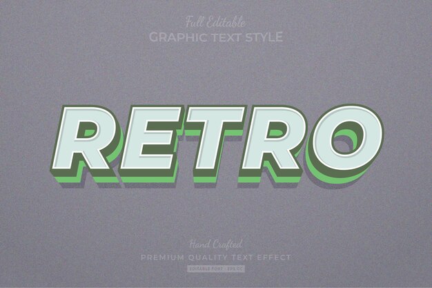 Estilo de fuente de efecto de texto editable antiguo retro