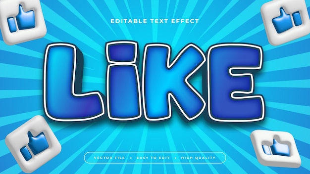Estilo de fuente de efecto de texto editable en azul y blanco como 3D