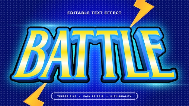 Estilo de fuente de efecto de texto editable de batalla azul y amarillo 3D