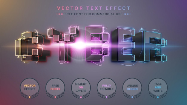 Estilo de fuente de efecto de texto editable de Cuber