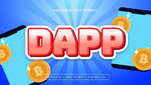 Estilo de fuente de efecto de texto editable DAPP 3D azul rojo y naranja