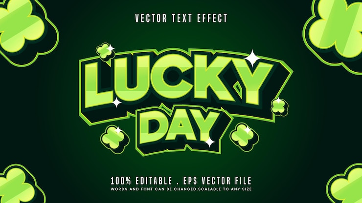 Vector estilo de fuente de efecto de texto editable del día de la suerte