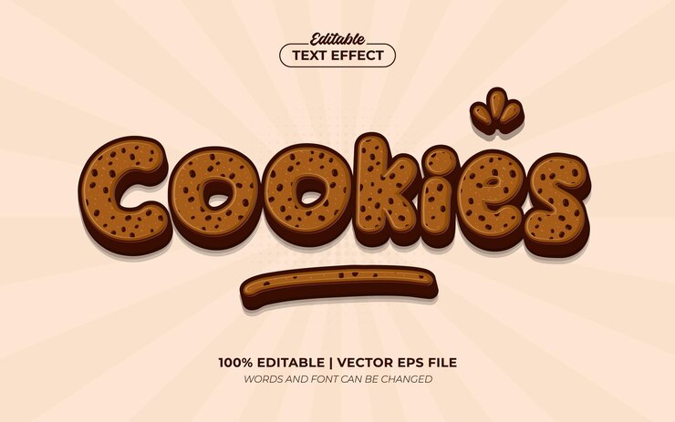 Vector estilo de fuente de efecto de texto editable de dibujos animados en 3d de galletas