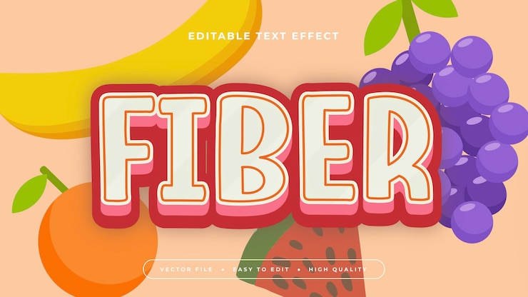 Vector estilo de fuente de efecto de texto editable en fibra 3d de colores